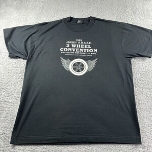 VINTAGE 90s NJ Abate Convention Shirt Mens XL Black Single Stitch USA Biker Moto